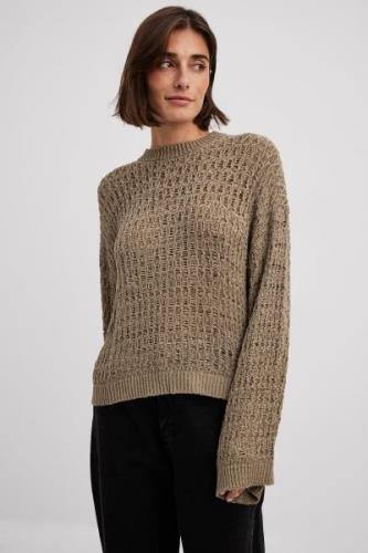 NA-KD Oversized Glesstickad tröja - Brown