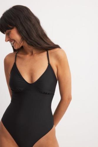 Lacing Back Swimsuit - Black