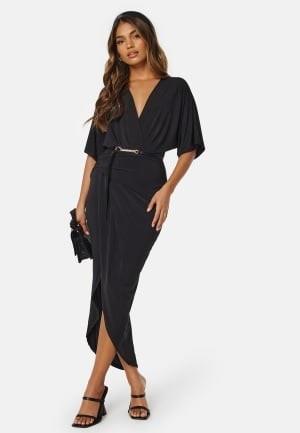 John Zack Kimono Sleeve Rouch Dress Black XS (UK8)