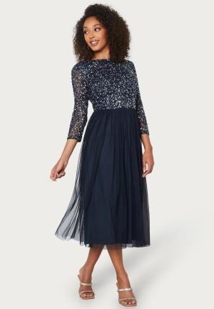 AngelEye Sequin Bodice Mid Dress Dark blue M (UK12)