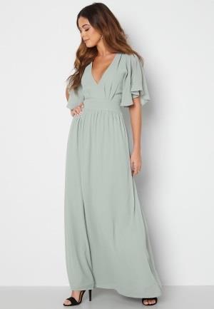 Bubbleroom Occasion Butterfly sleeve chiffon gown Dusty green 44