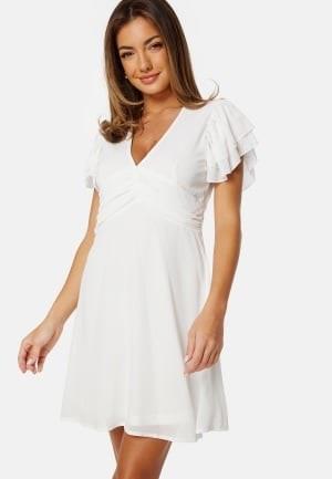 Bubbleroom Occasion Flounce Sleeve Chiffon Dress White 38