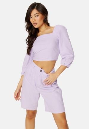 ONLY Caro 3/4 Balloon Linen Blend Top Pastel Lilac S