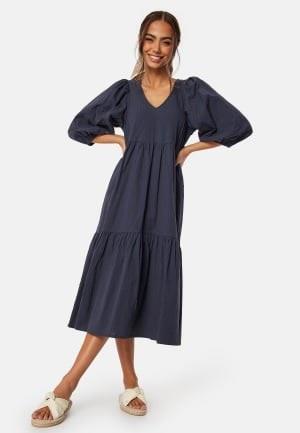 Happy Holly Balloon Sleeve Cotton Dress Dark blue 48/50