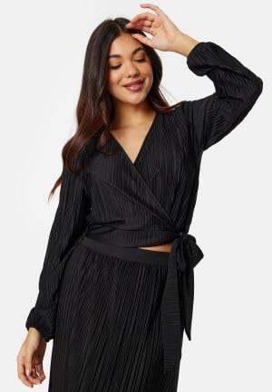 BUBBLEROOM Pleated Long Sleeve Wrap Top  XL