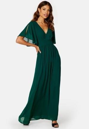 Bubbleroom Occasion Butterfly Sleeve Chiffon Gown Dark green 52