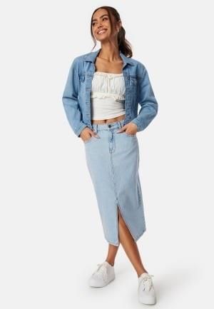 Happy Holly Denim Midi Slit Skirt Light blue 38