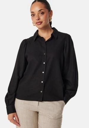 ONLY Onlcaro Linen Puff Shirt Black M