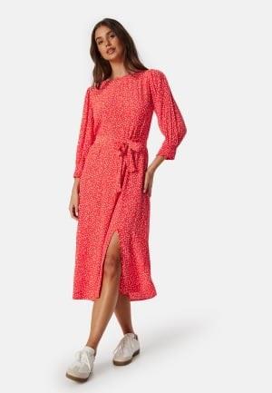 Pieces Pcsui 3/4 Sleeve Midi Dress Orange/White XS