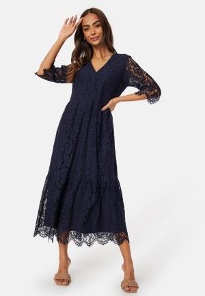 Happy Holly V-neck Lace Midi Dress Dark blue 36/38