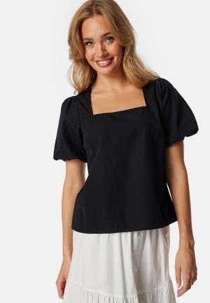 BUBBLEROOM Square Neck Cotton Blouse Black L