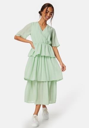 Happy Holly Butterfly Sleeve Flounce Dress Dusty green 48/50