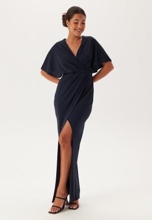 Bubbleroom Occasion Wrap Slit Maxi Dress Dark blue 42