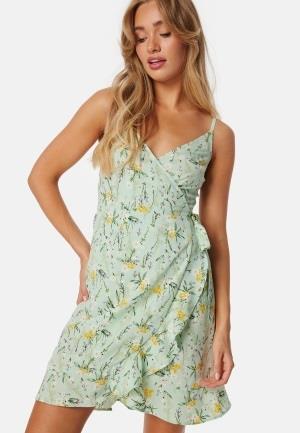 BUBBLEROOM Flounce Short Strap Dress Green/Patterned XS