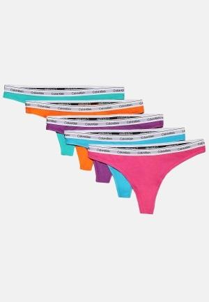 Calvin Klein 5 pack Thong Low Rise GRN/FCH FDR/DHL/BL A/VBRT ORG L