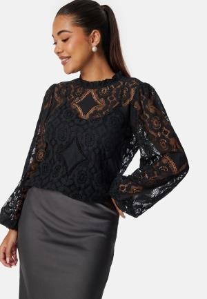 BUBBLEROOM Lace L/S Blouse Black XS