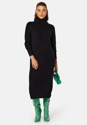 VILA Rill Roll Neck L/S Midi Dress Black XS