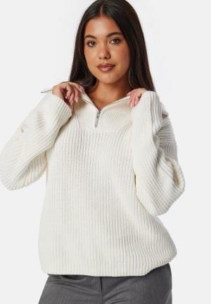 SELECTED FEMME Slfbloomie Ls Knit Half Zip Snow White XS