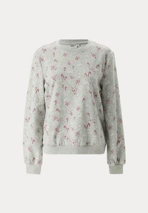 ONLY Onlchristmas L/S O-NECK O-neck Light Grey Melange Aop:hearts XS