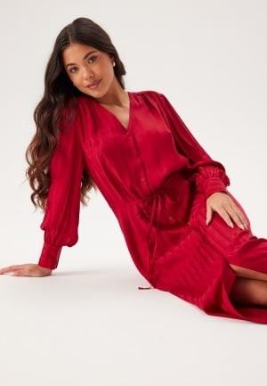 GANT Relaxed Satin Stripe Shirt Dress 629 Cherry Red 36