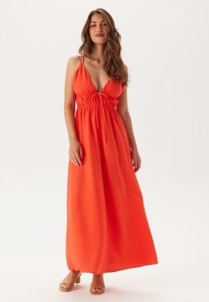 BUBBLEROOM Tie Strap Maxi Dress   red M