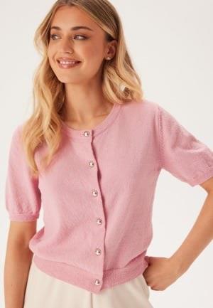 BUBBLEROOM Knitted Short Sleeve Cardigan Light pink M