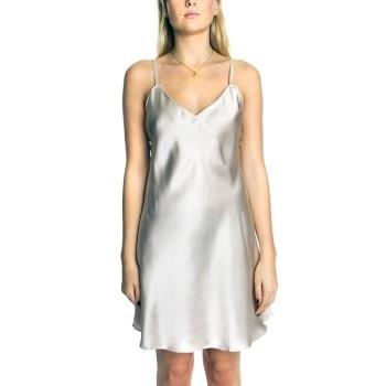 Lady Avenue Silk Satin Nightgown Champagne silke X-Large Dam