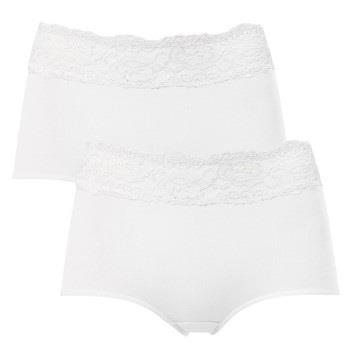 Trofe Lace Trimmed Maxi Briefs Trosor 2P Vit bomull Small Dam