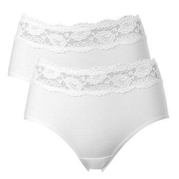 Trofe Lace Trimmed Midi Briefs Trosor 2P Vit bomull Large Dam