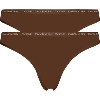 Calvin Klein Trosor 2P One Cotton Stretch Plus Thong Mörkbrun bomull X...