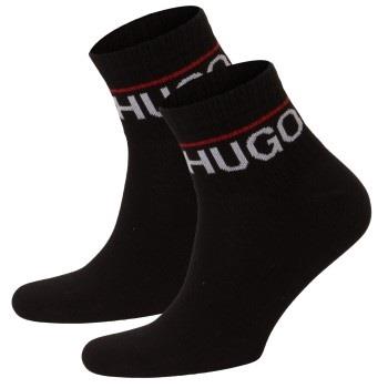 HUGO Strumpor 2P Label Rib Short Socks Svart Strl 39/42