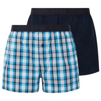 BOSS Kalsonger 2P Woven Boxer Shorts With Fly Blå/Vit bomull Large Her...