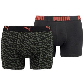 Puma Kalsonger 2P Logo Boxers Svart/Grön bomull X-Large Herr