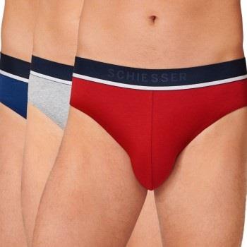 Schiesser Kalsonger 3P 95-5 Organic Cotton Rio Brief Röd/Grå bomull Me...