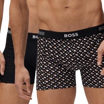 BOSS Kalsonger 2P Print Boxer Brun mönstrad bomull Large Herr