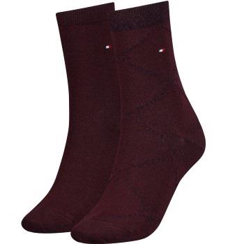 Tommy Hlfiger Women Graphic Argyle Sock Strumpor 2P Vinröd Strl 39/42 ...