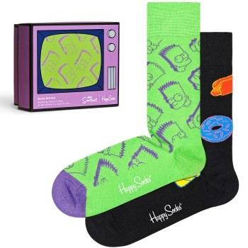 Happy socks Strumpor 2P The Simpsons Gift Set Svart/Grön bomull Strl 4...