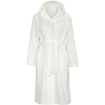 Damella Jaquard Fleece Hoodie Robe Vit polyester Large Dam