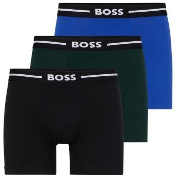 BOSS Kalsonger 3P Solid Cotton Bold Boxer Svart/Blå bomull Small Herr