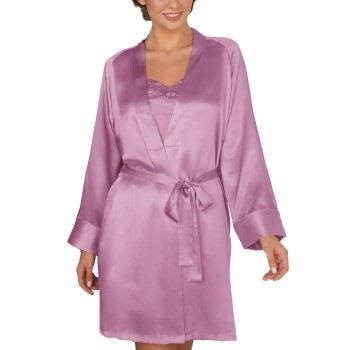 Lady Avenue Pure Silk Short Kimono Rosa silke X-Large Dam