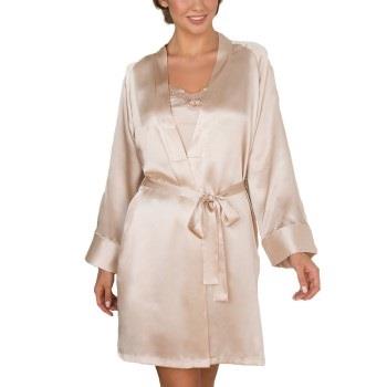 Lady Avenue Pure Silk Short Kimono Pärlvit silke Medium Dam