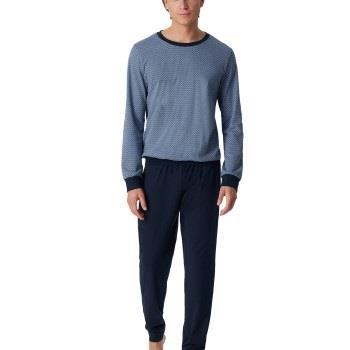 Schiesser Fine Interlock Pyjamas With Cuff Marin/Blå bomull 50 Herr