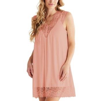 Damella Viscose Plain Sleeveless Nightdress Rosa viskos Large Dam