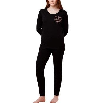 Triumph PK 03 Long Sleeve Pyjama Set Svart bomull 40 Dam