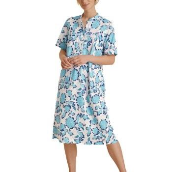 Calida Soft Cotton Nightdress 33900 Vit/Blå bomull X-Small Dam