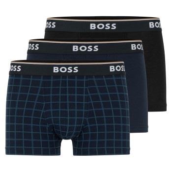 BOSS Kalsonger 3P Power Design Cotton Stretch Trunks Svart/Blå bomull ...