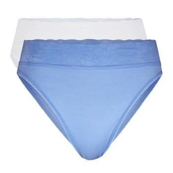 Calida Trosor 2P Lycraspitze Panty Blå/Vit bomull Medium Dam