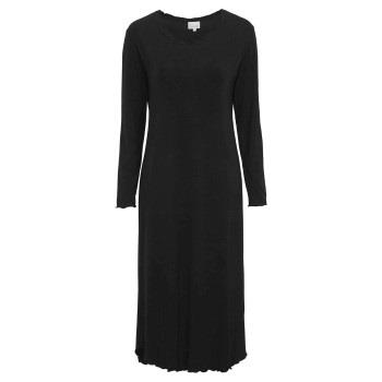 Damella Bamboo Plain Long Sleeve Nightdress Svart Bambu Small Dam