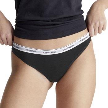 Calvin Klein Trosor Modern Logo Thong Svart bomull Small Dam