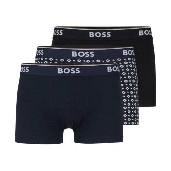 BOSS Kalsonger 3P Power Design Trunk Svart/Marin/Vit bomull Small Herr